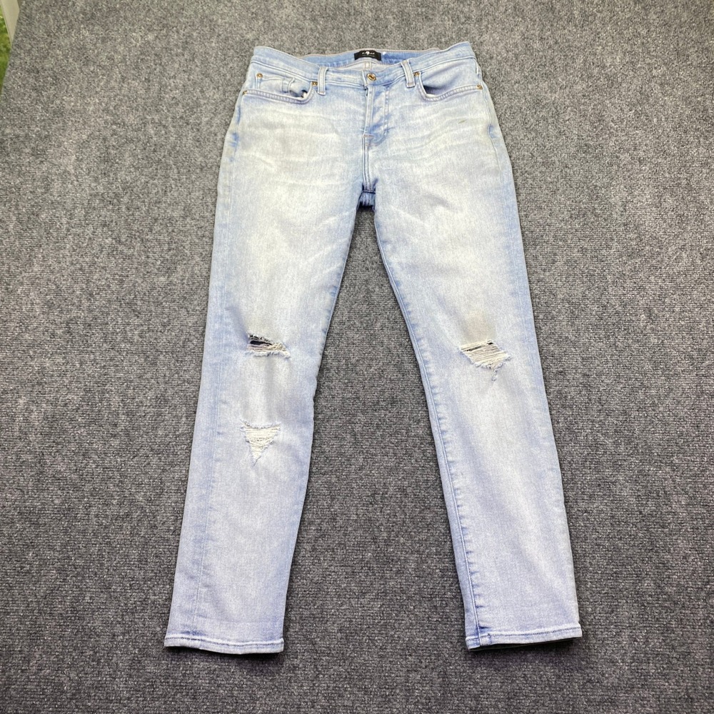 7 For All Mankind Josefina Boyfriend Jeans Light Wash‎ Distressed Size 26